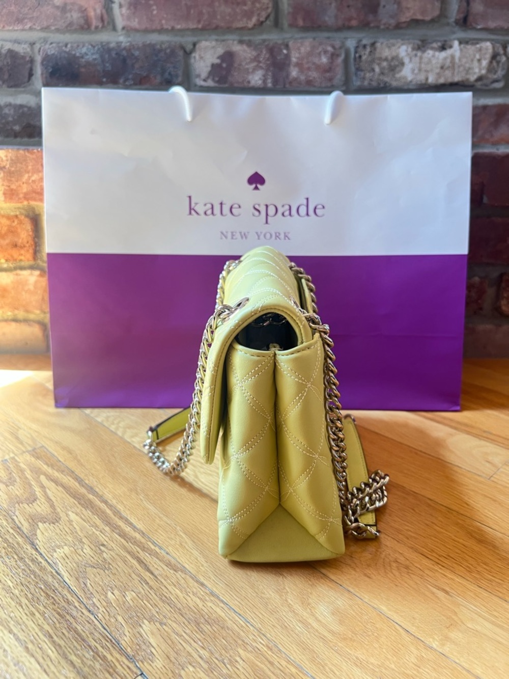 Kate Spade Yellow Green Frosty Lime Natalia Small Flap Crossbody - Picture 7 of 13